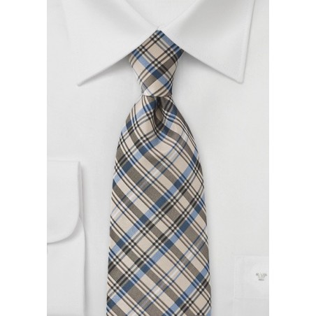 Tan-yellow Plaid Tie by Puccini