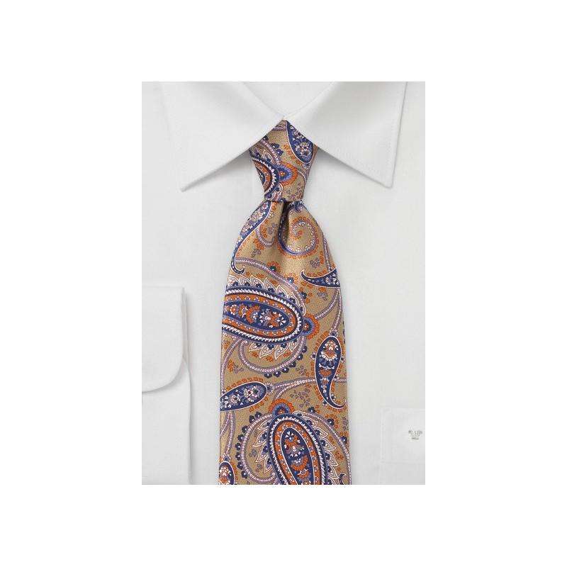 Camel Colored Paisley Silk Tie