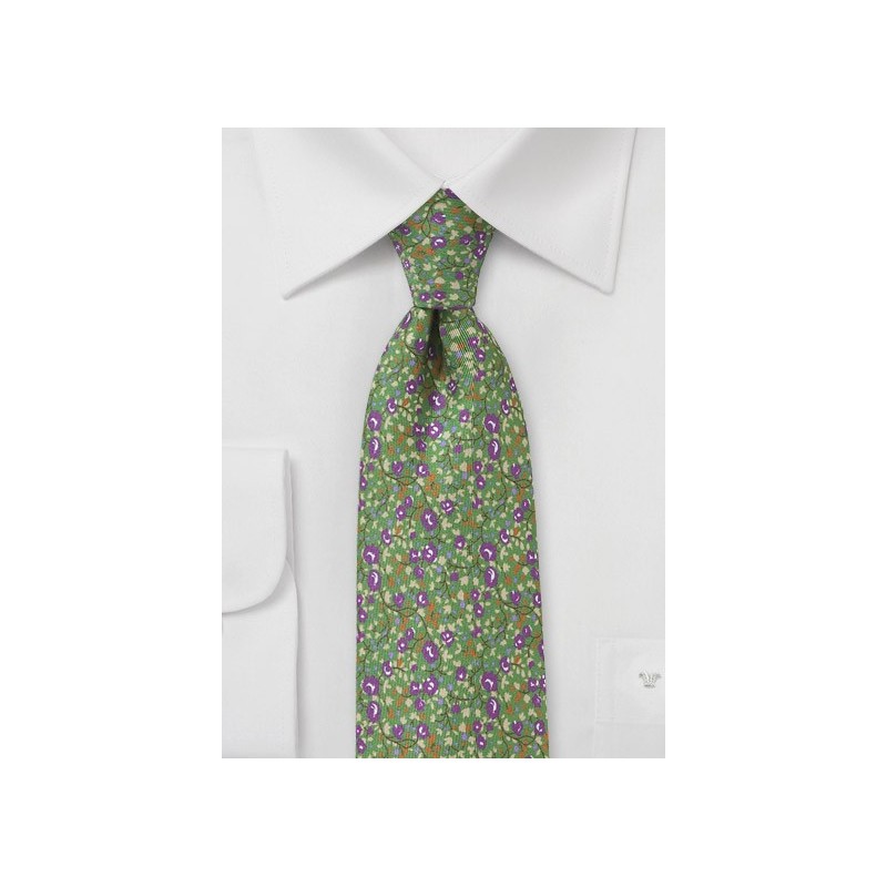 Clover Green Floral Tie