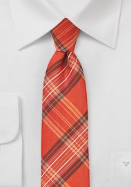 Tangerine Orange Plaid Tie