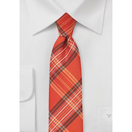 Tangerine Orange Plaid Tie