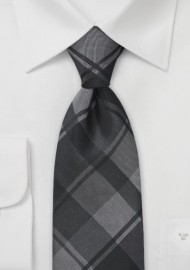 Oversized Plaid Kids Tie in Charcoals