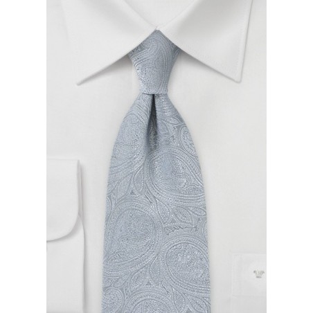 Elegant Paisley Tie in Silvers