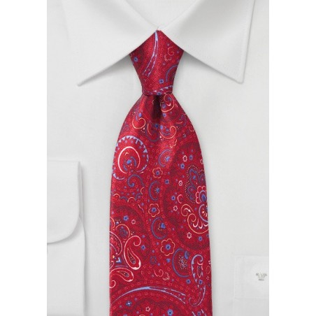 Luxe Paisley Tie in Red, Blue, and Yellow