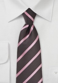 Espresso and Pink Striped Tie