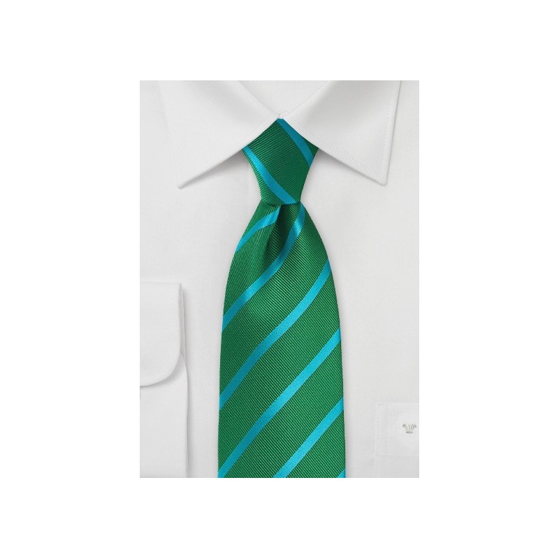 Kelly Green and Teal Striped Tie