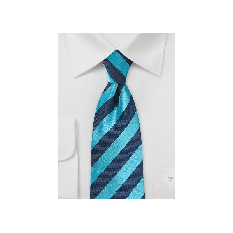 Men's Diagonal Striped Tie in Cyan and Navy