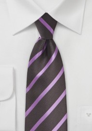 Espresso and Lavender Striped Tie