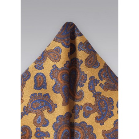 Regal Paisley Handkerchief in Vintage Gold