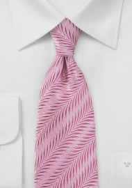 Pure Silk Carnation Pink Tie with Art Deco Design