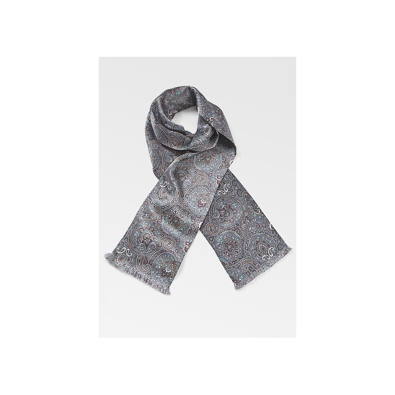 Moroccan Paisley Scarf in Silvers
