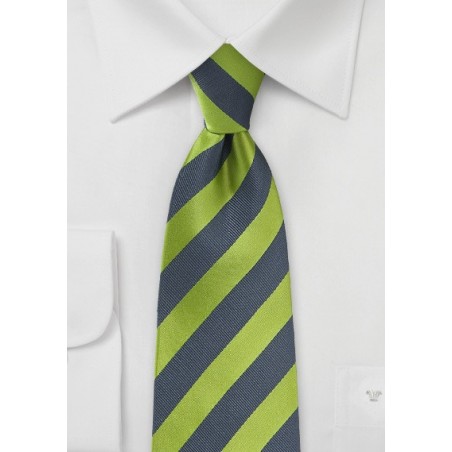 Striped Tie in Fern Green and Charcoal