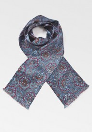 Moroccan Paisley Scarf in Blues and Reds
