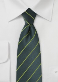 Dark Hunter Green and Lime Striped Tie