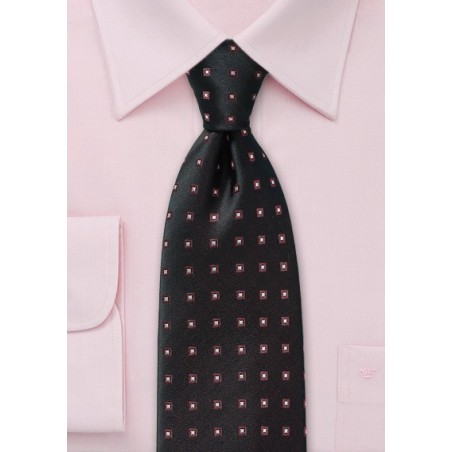 Formal Black Patterned Tie in Silk