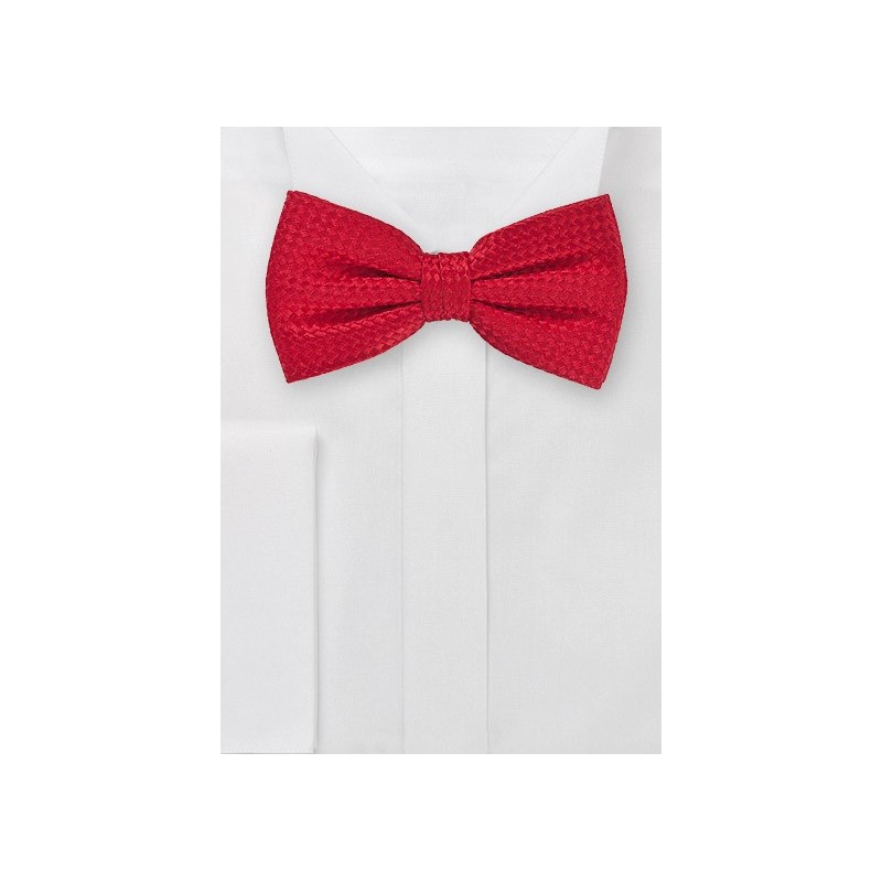 Bright Red Bow Tie with Basket Weave Texture