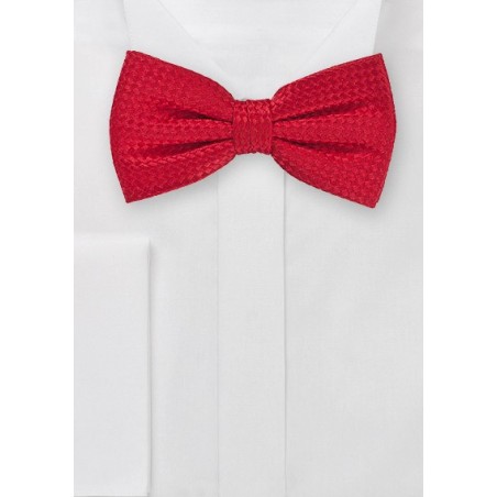Bright Red Bow Tie with Basket Weave Texture