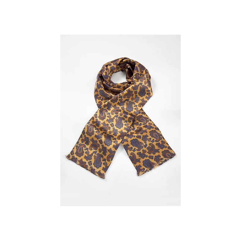 Regal Paisley Scarf in Vintage Gold