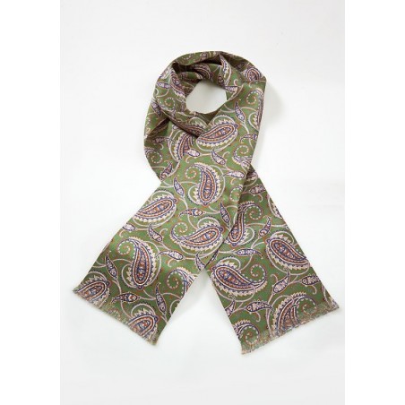 Vintage Paisley Scarf in Muted Greens