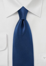 Solid Royal Blue Tie with Narrow Ribbed Texture