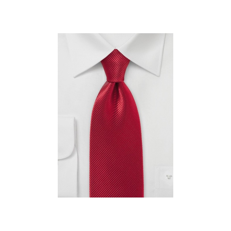 Ribbed Ruby Red Tie in Pure Silk