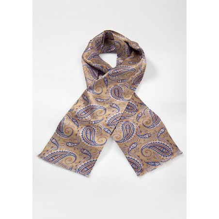 Luxe Paisley Scarf in Camels and Blues