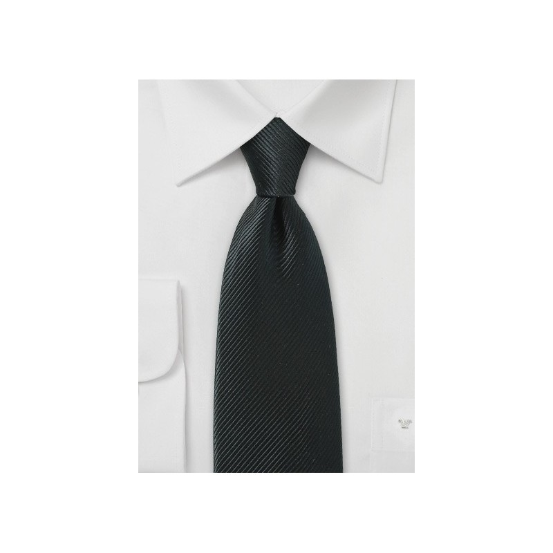 Jet Black Necktie with Sharp Ribbed Texture