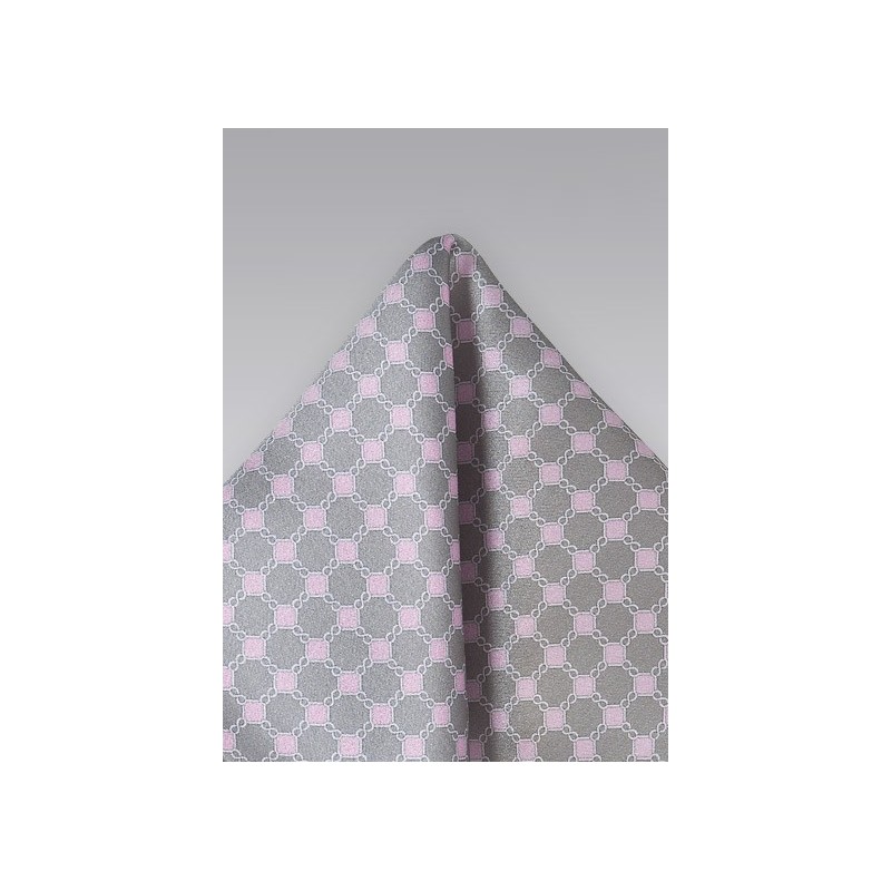 Graphic Pocket Square in Taupes and Pinks - Ties-Necktie.com