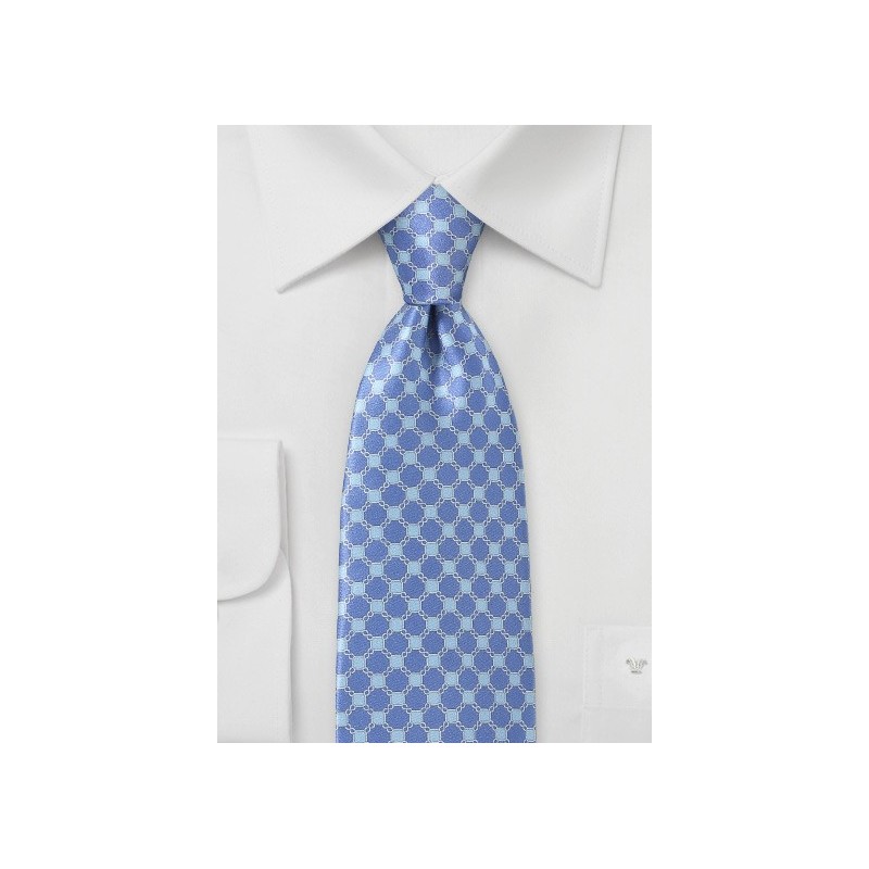 Art Deco Patterned Tie in Blues