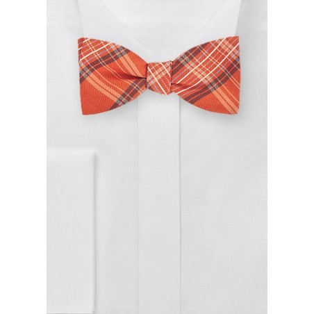 Modern Plaid Bow Tie in Tangerine