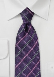 Violet Check Tie in Pure Silk