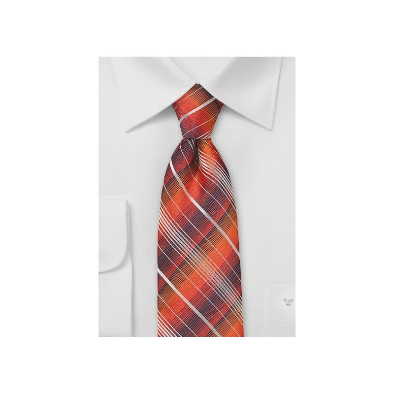Sunset Orange Plaid Tie