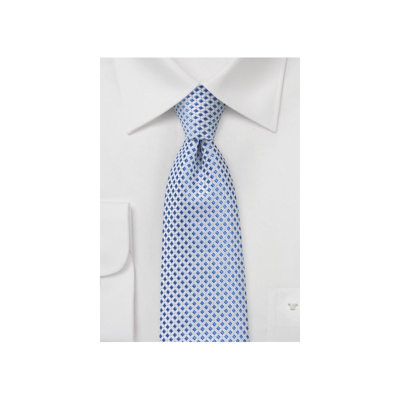 Light Blue and White Checkered Tie