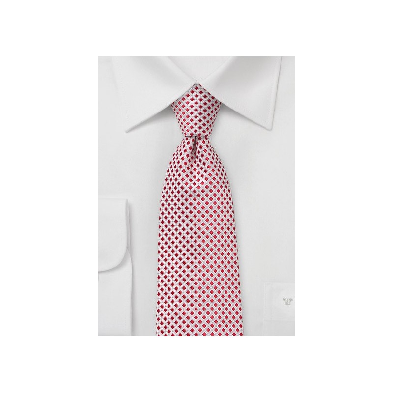Micro Check Tie in Bright Red and White