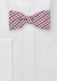 Gingham Bow Tie in Pinks and Blues
