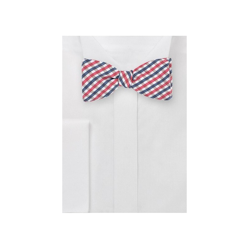 Gingham Bow Tie in Pinks and Blues