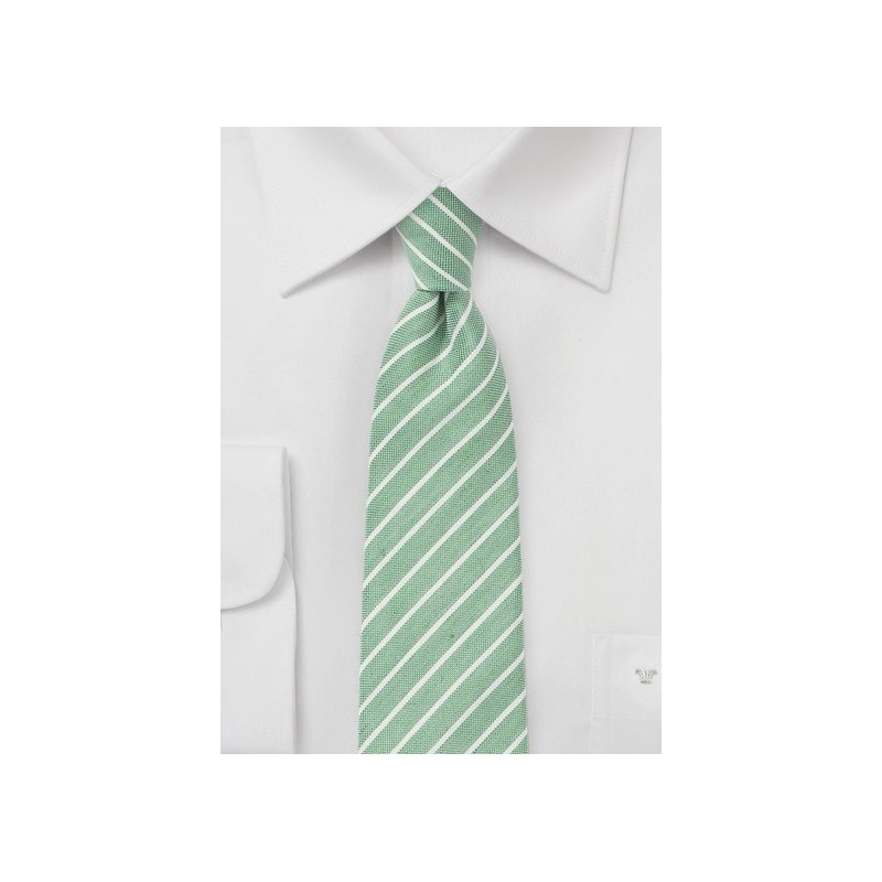 Skinny Summer Linen Tie in Pale Green