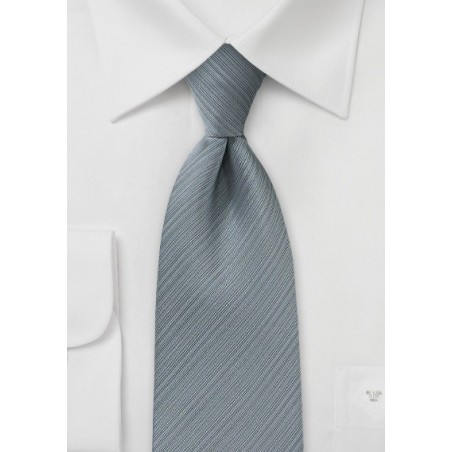Silver Gray Ribbed Textured Tie