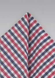 Gingham Pocket Square in Blues and Pinks