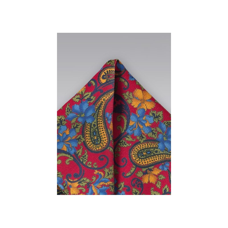 Vintage Pocket Square with Flowers