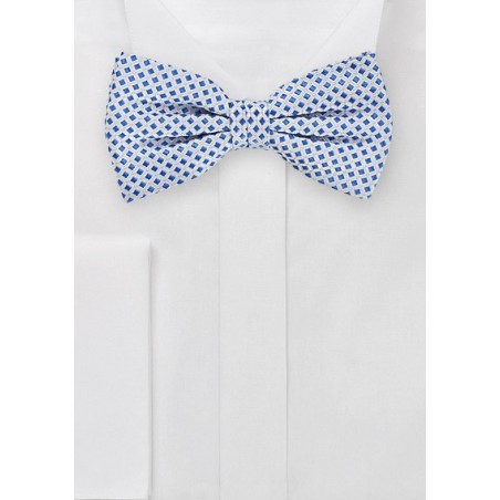 Square Pattered Bow Tie in Silvers and Blues