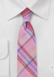 Pink Cotton Tie with Madras Check