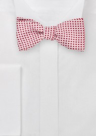 Box Patterned Self Tie Bow Tie in Red and White