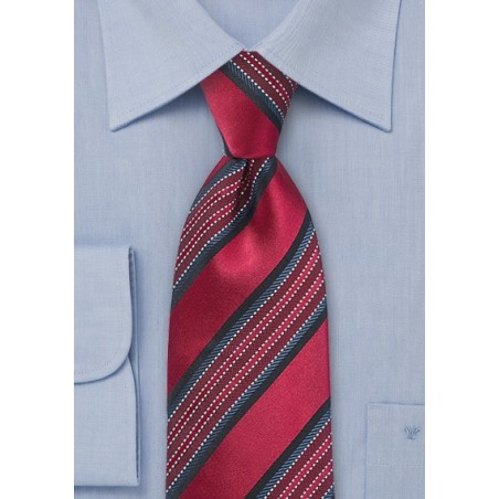 Red, Blue, Black Striped Silk Tie