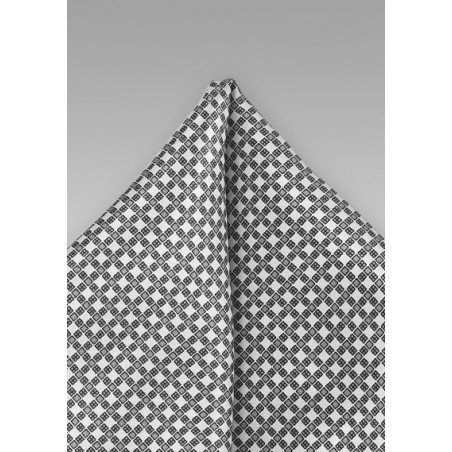 Silver and Gray Patterned Pocket Square