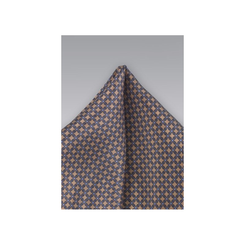 Brown and Light Blue Pocket Square