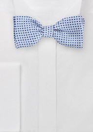 Self Tie Square Patterned Bow Tie in Silver and Blue