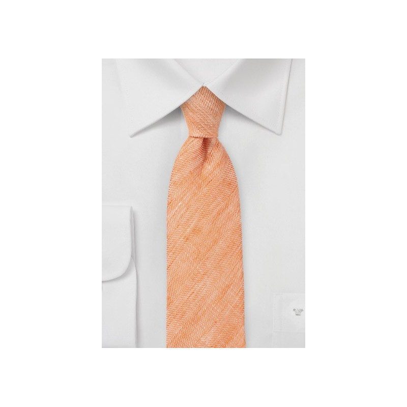 Skinny Tie in Tangerine Linen