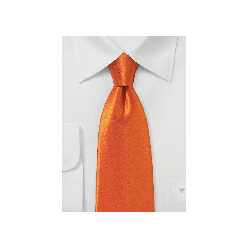 Contemporary Cut Tie in Electric Tangerine