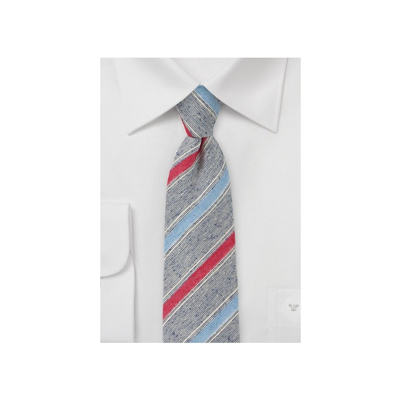 Retro Skinny Tie in Navy, Blue and Red